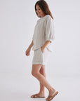 below the elbow linen top natural