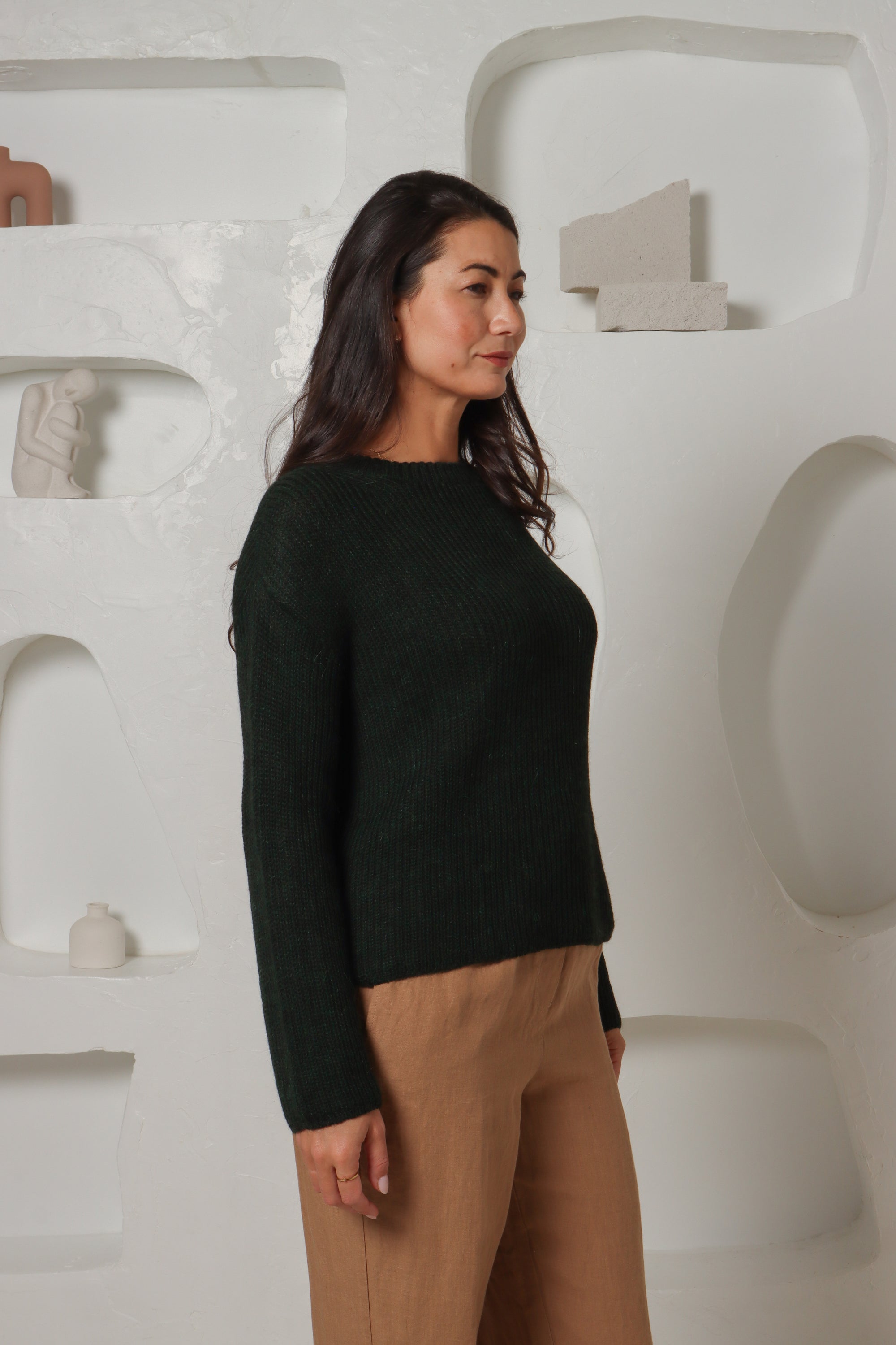 Buy Alpaca Green Crew Neck Sweater