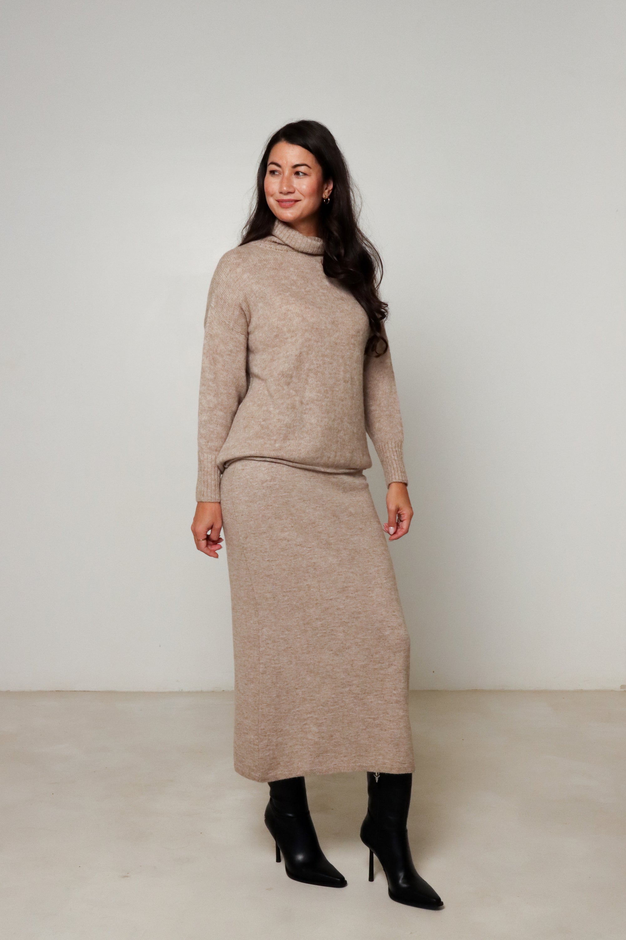 Beige Alpaca Turtleneck Jumper#colour_fawn