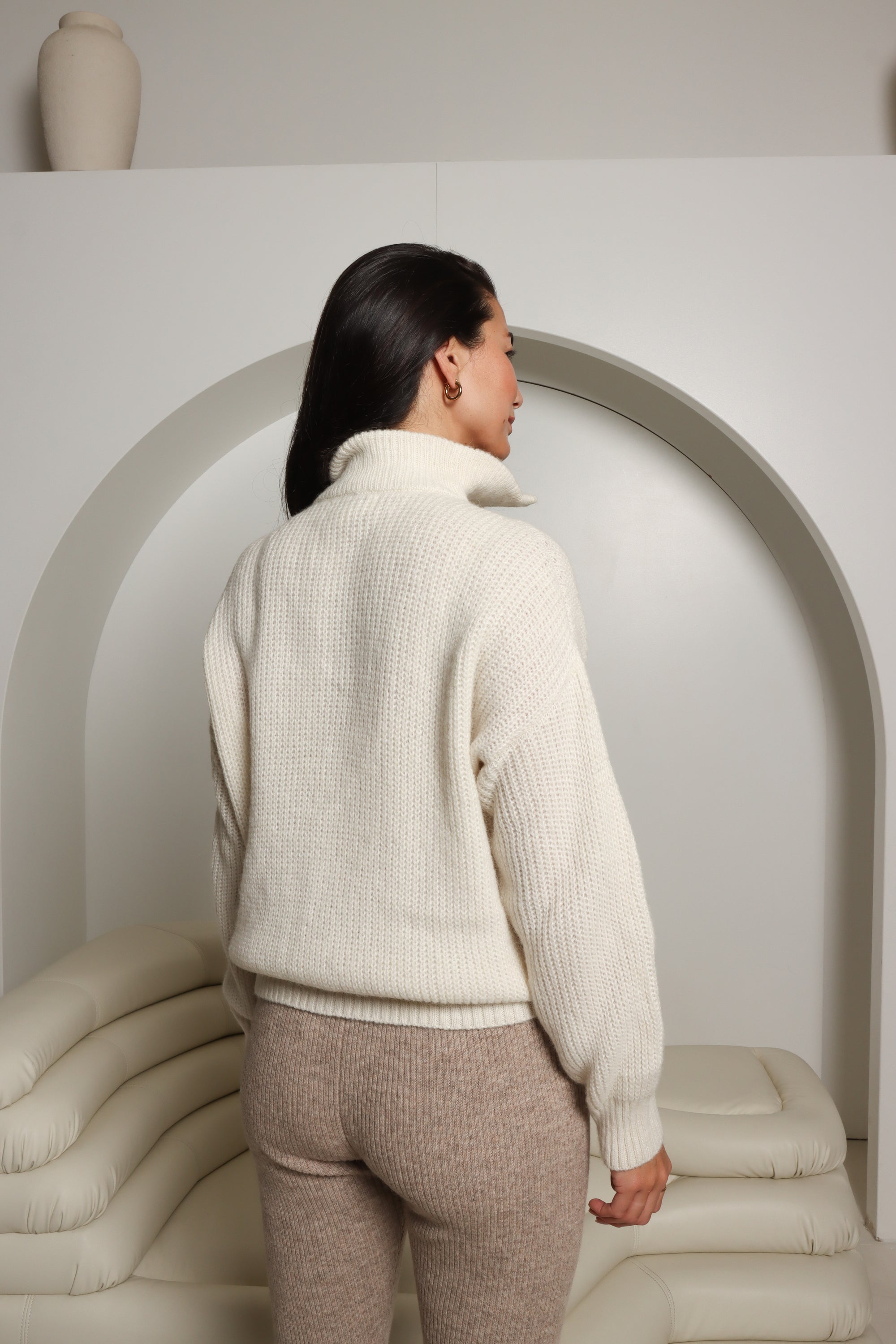 buy womens half zip alpaca jumper