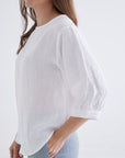 white three quarter sleeve top for women australia