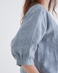 three quarter sleeve linen top made in melbourne