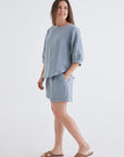 half length sleeve linen top for women