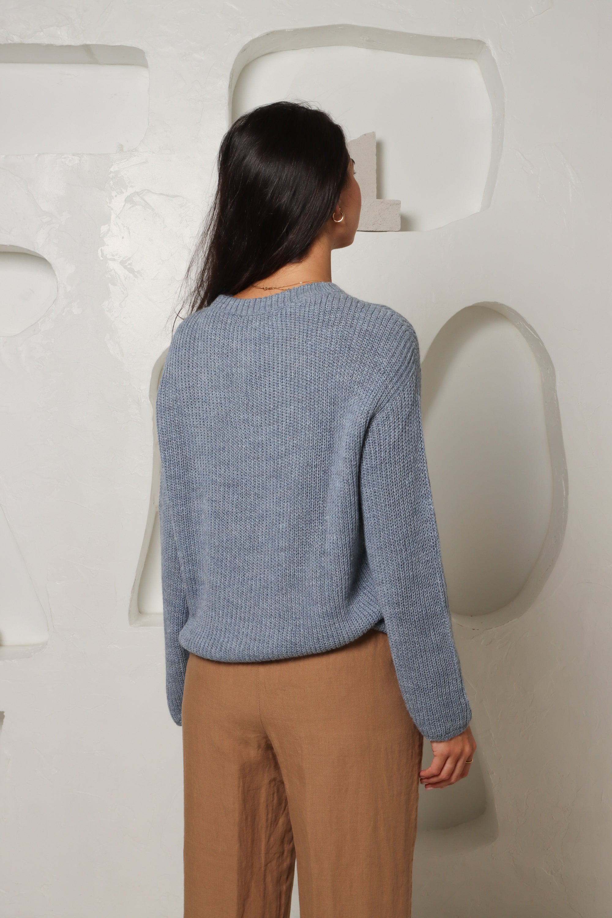 light blue baby alpaca jumper for women