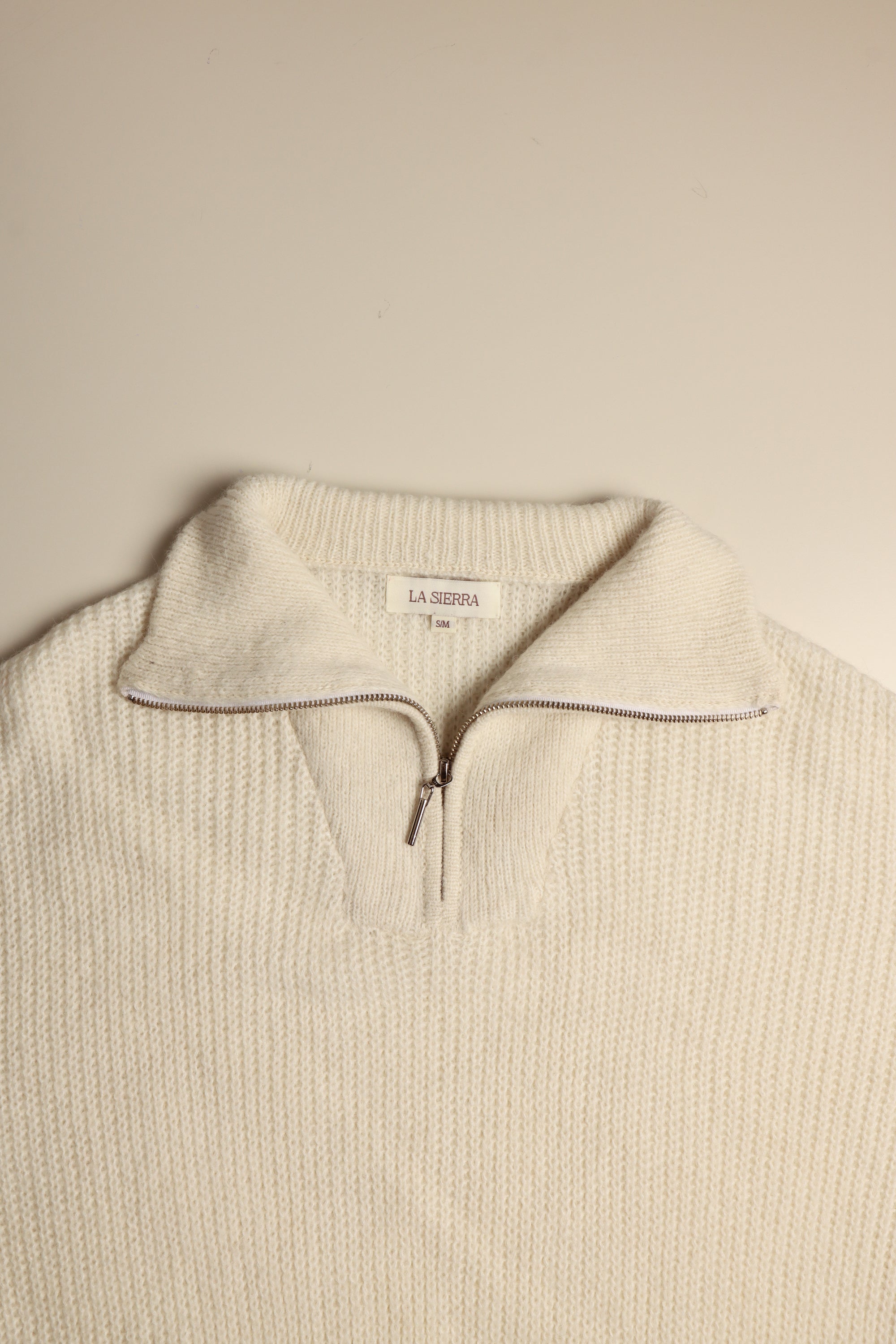 Ribbed White Alpaca Jumper