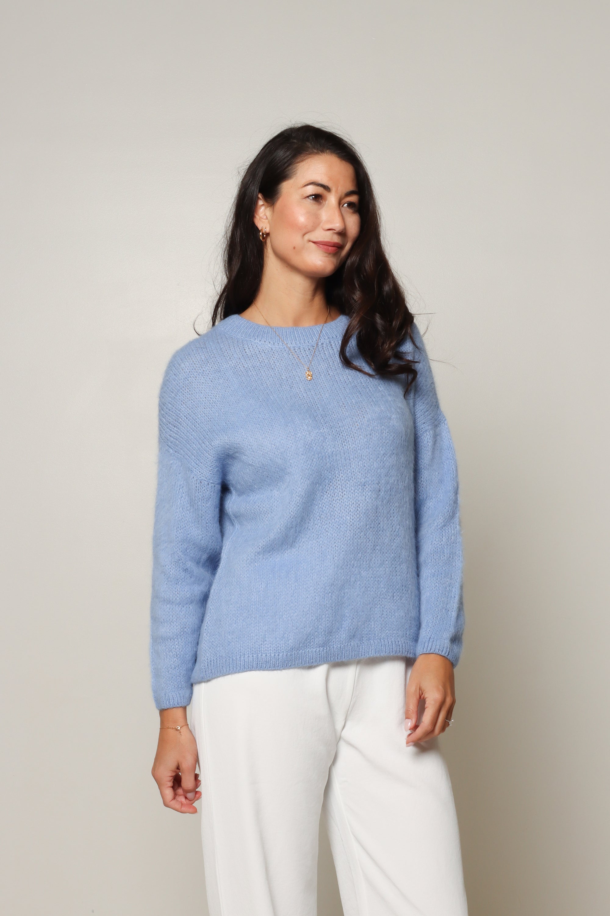 Sky Blue Alpaca Crew Neck Jumper#colour_sky