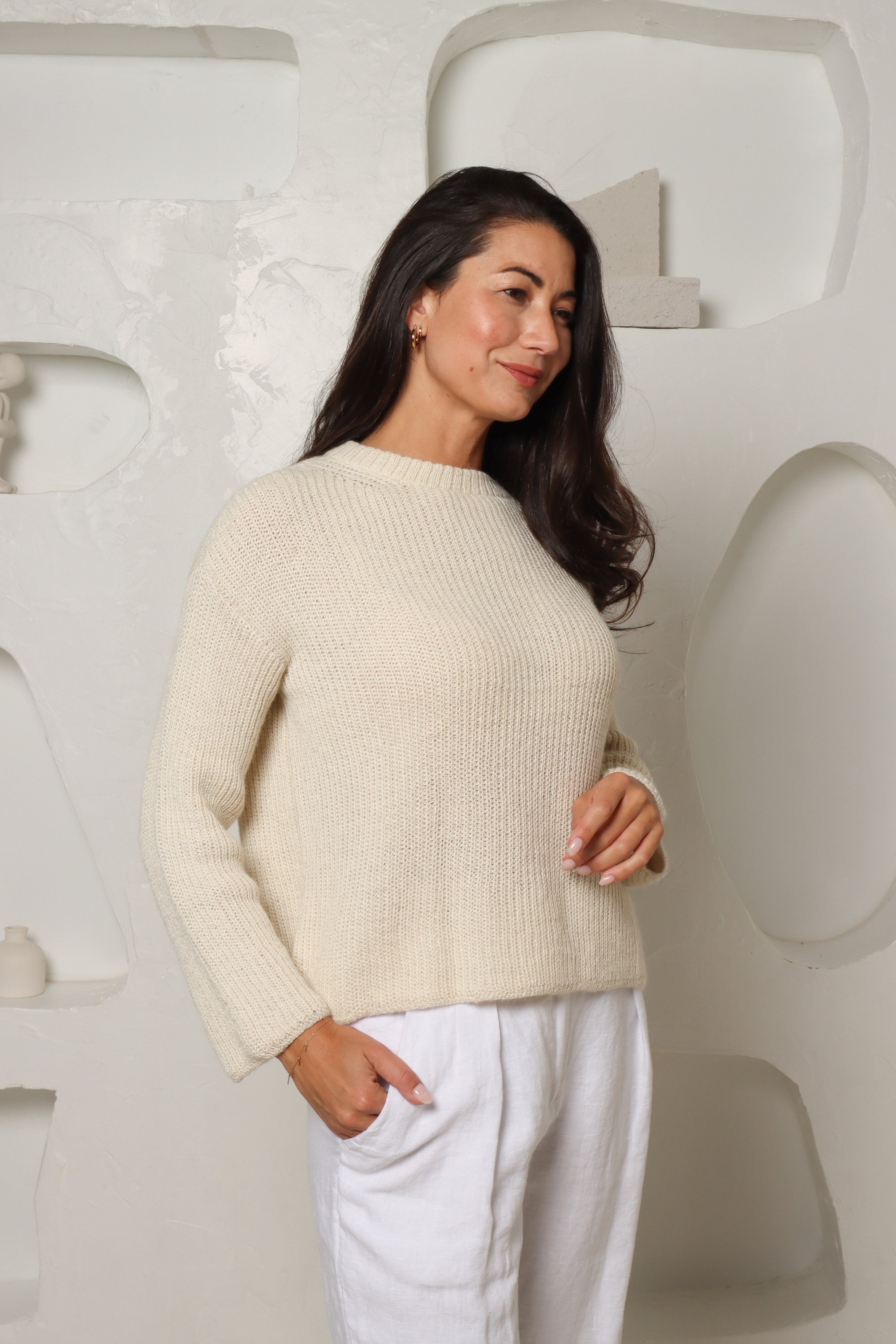White Baby Alpaca Jumper#colour_white