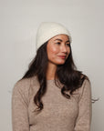 alpaca beanie white ribbed