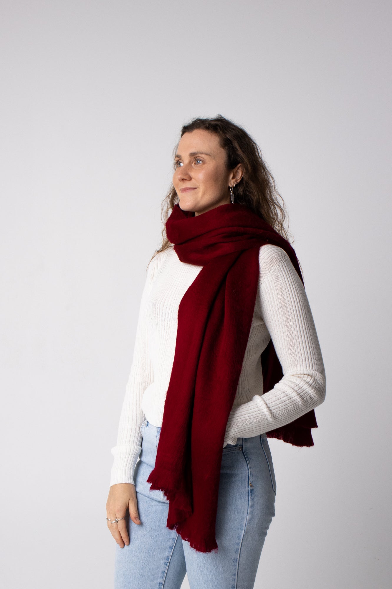 alpaca wool scarf burgandy