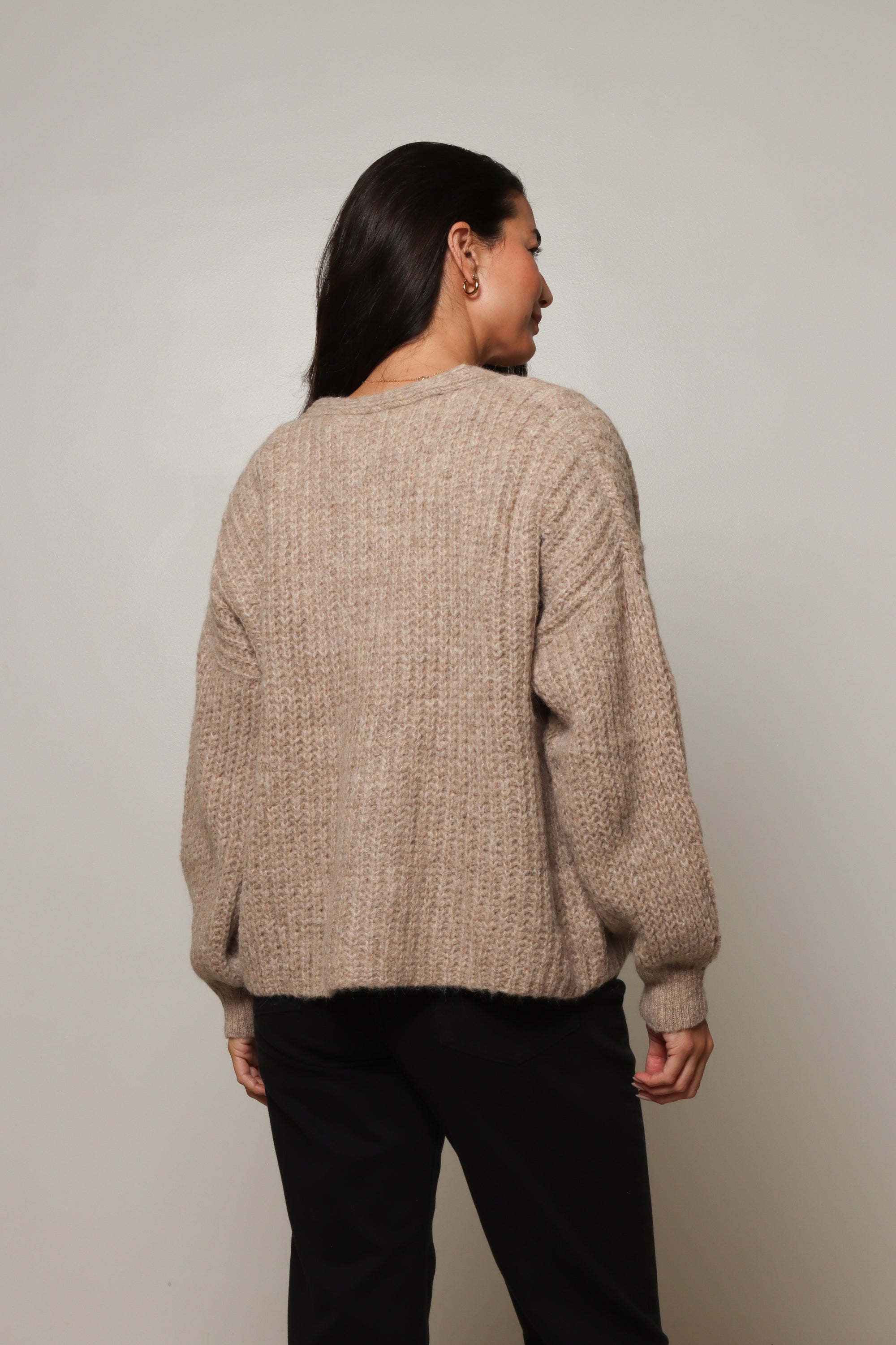 oversized natural fibre cardigan for women#colour_fawn