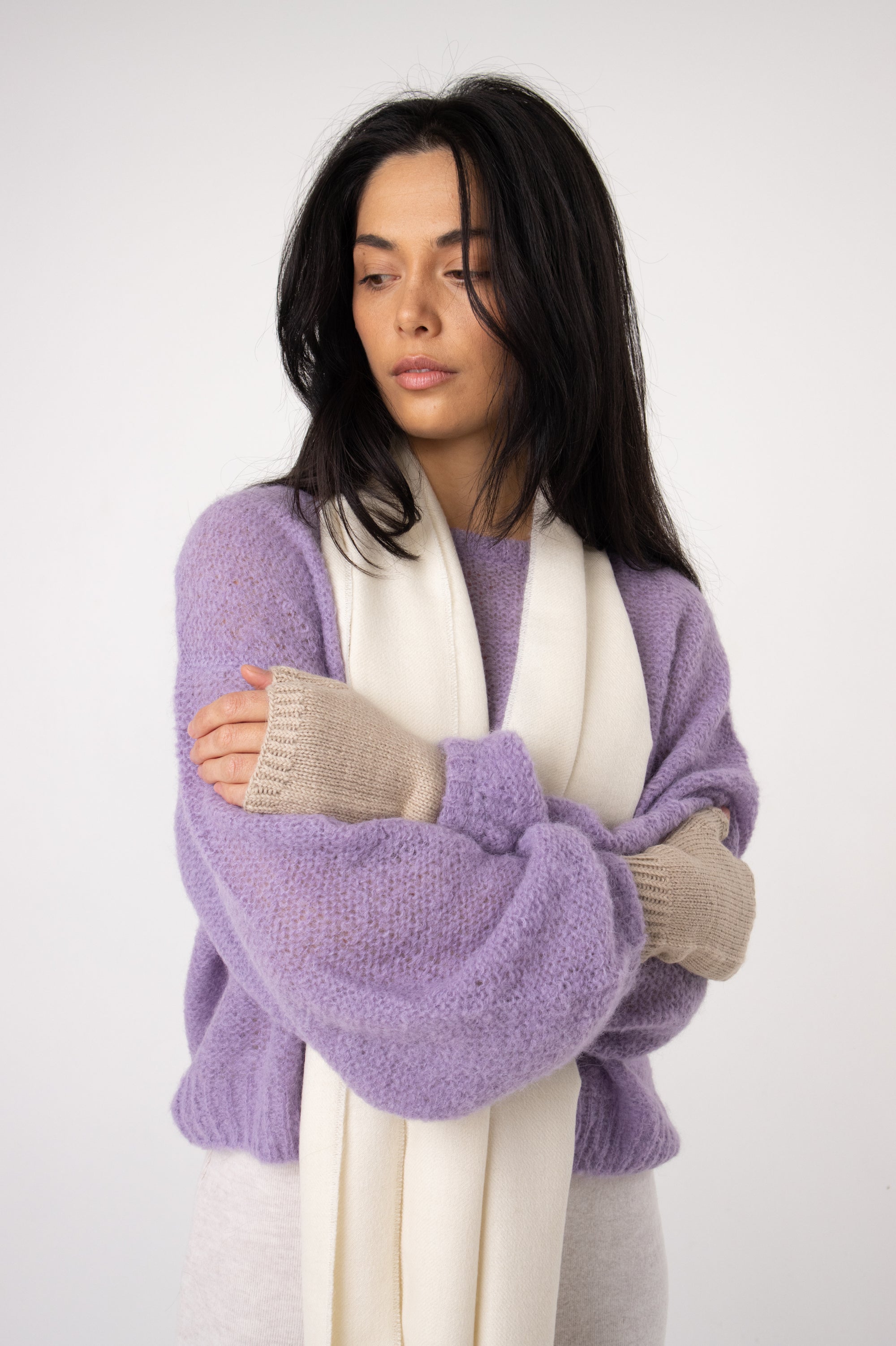 beige baby alpaca mittens