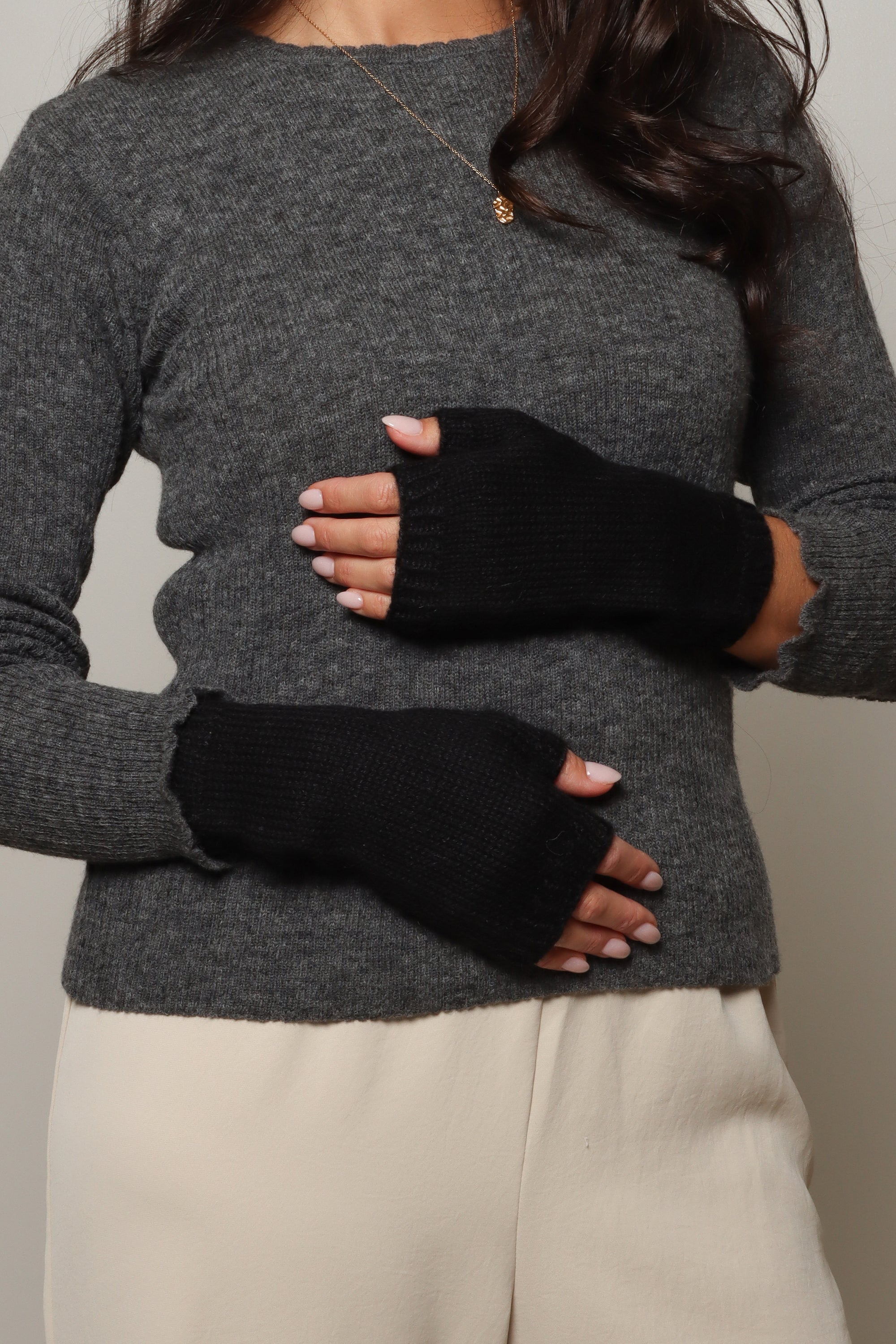 black baby alpaca wool mittens