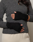 black baby alpaca wool mittens