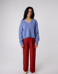 blue v neck alpaca jumper