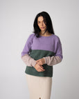 boucle round neck colour block jumper