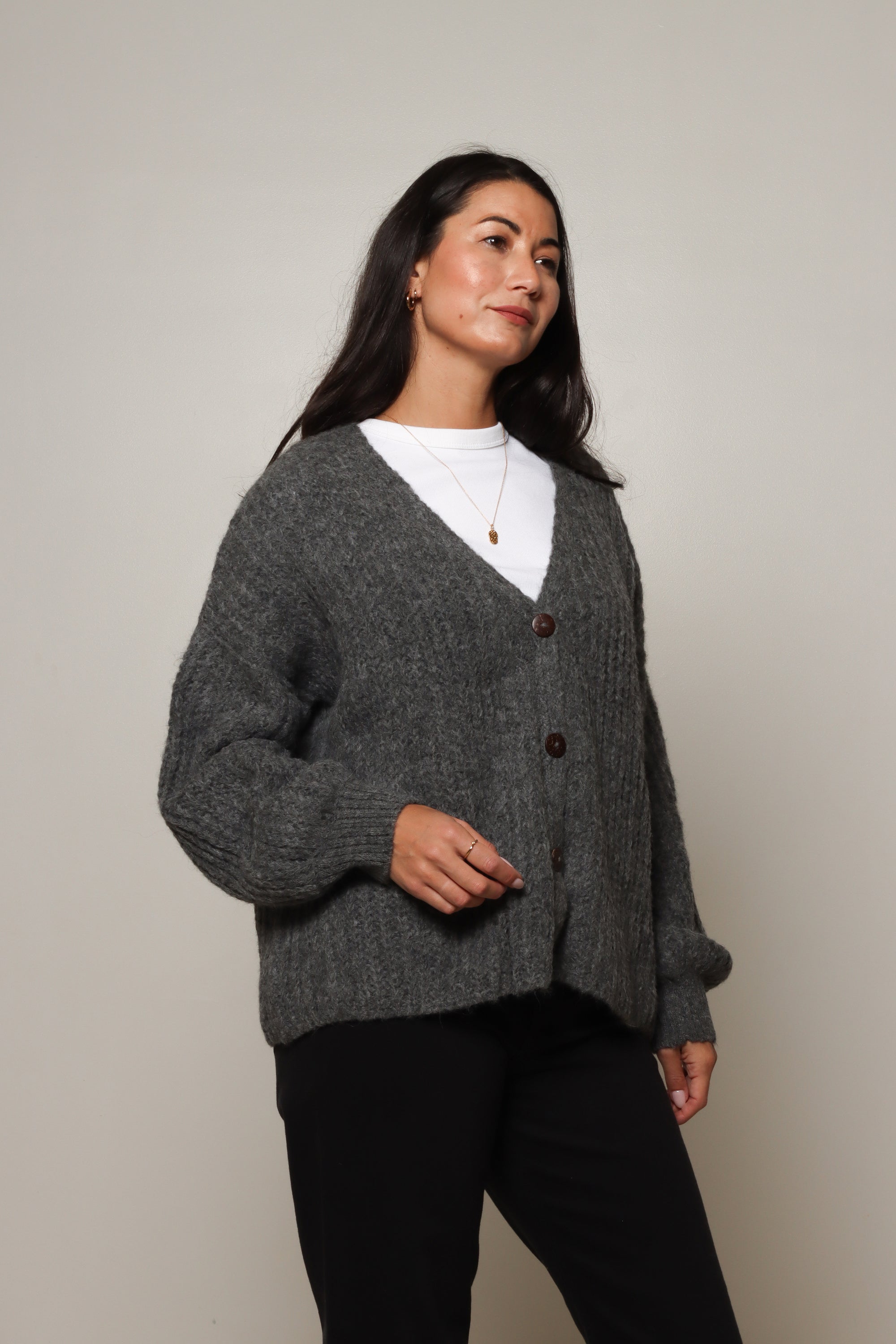 buy charcoal alpaca cardigan for women