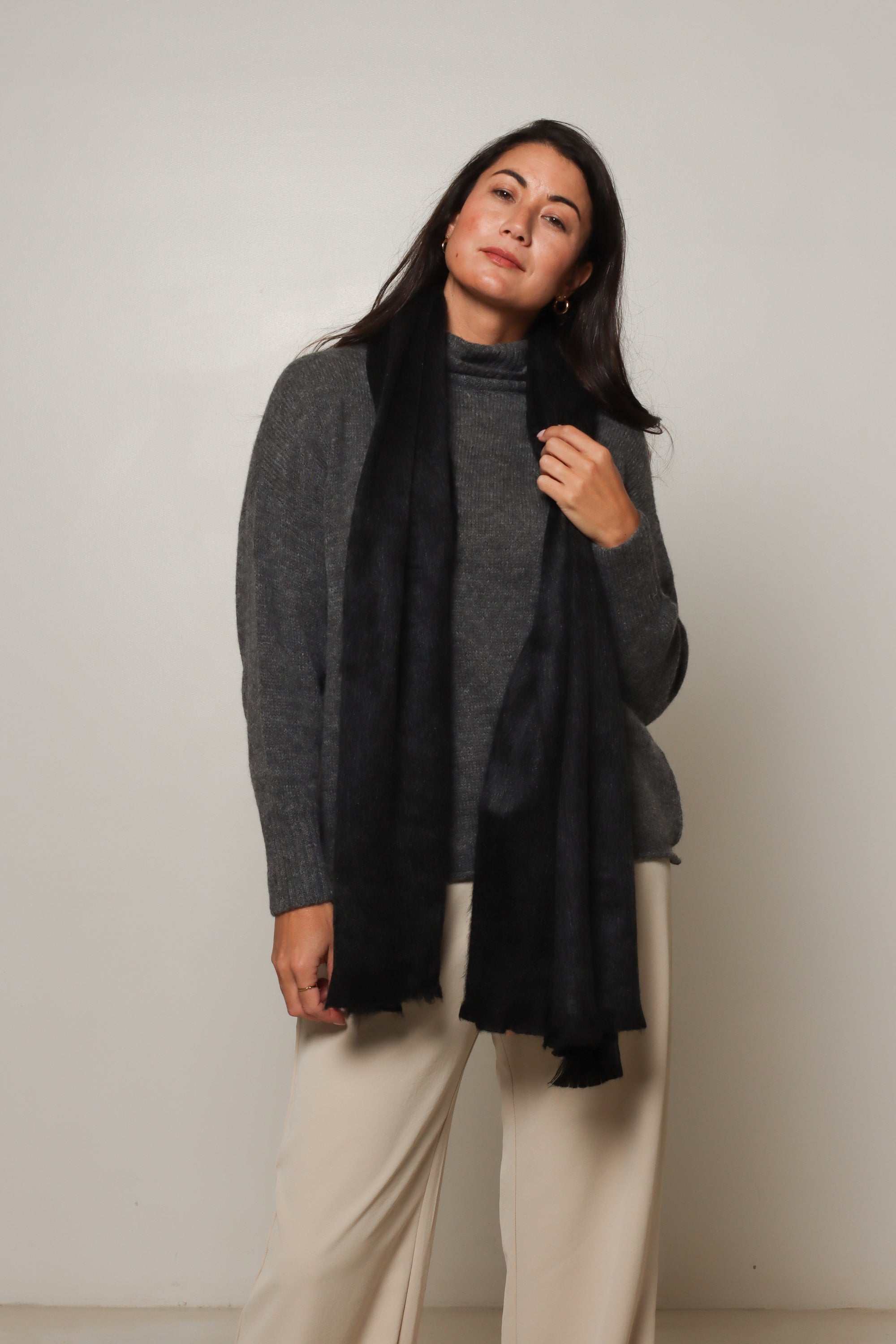 buy charcoal alpaca scarf for women australia