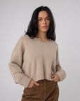 buy natural colour alpaca jumper v neck