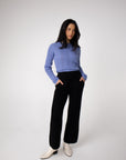 cornflower blue long sleeve knit top