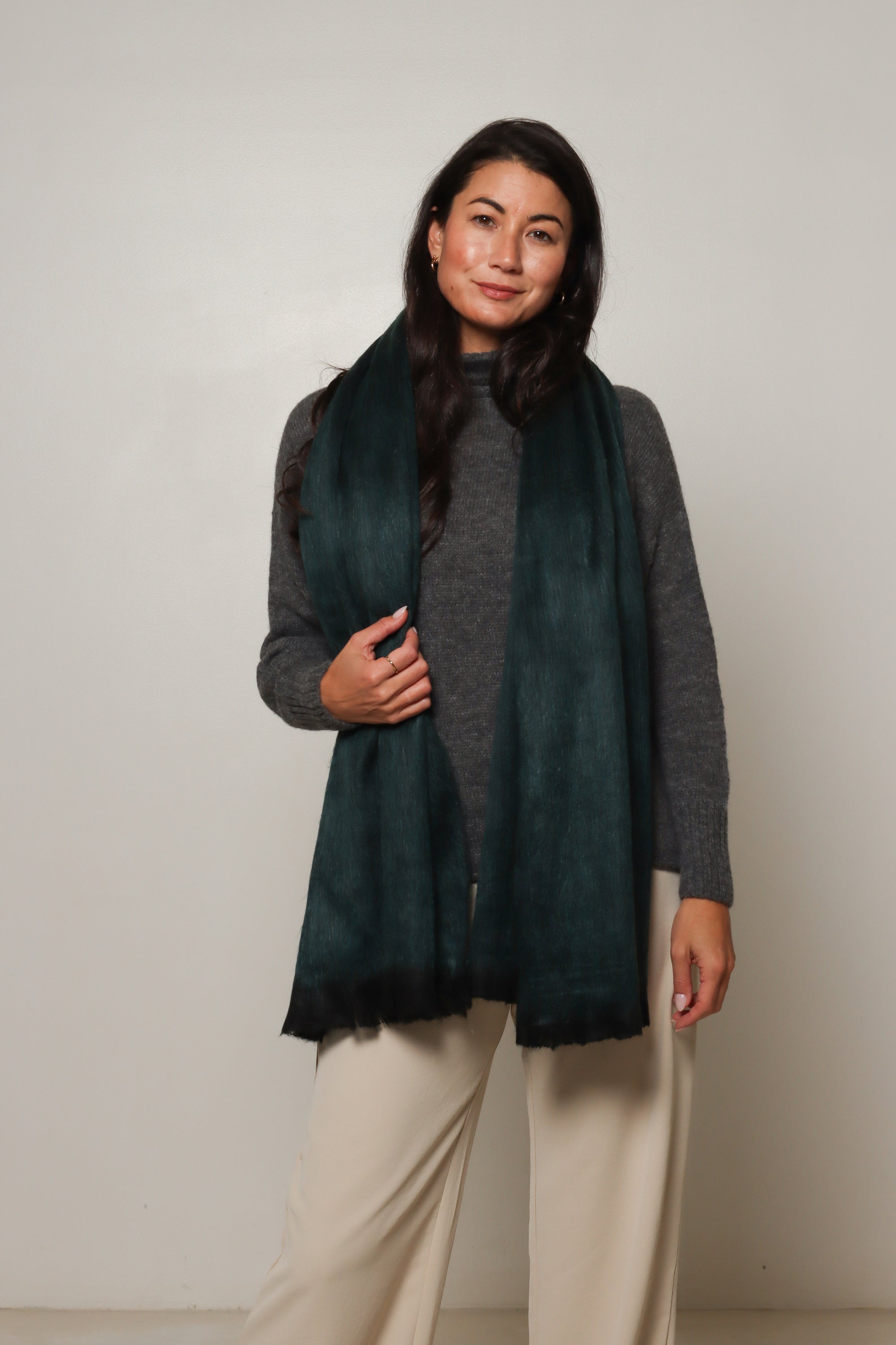 dark green alpaca scarf for women