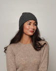 dark grey alpaca beanie for women