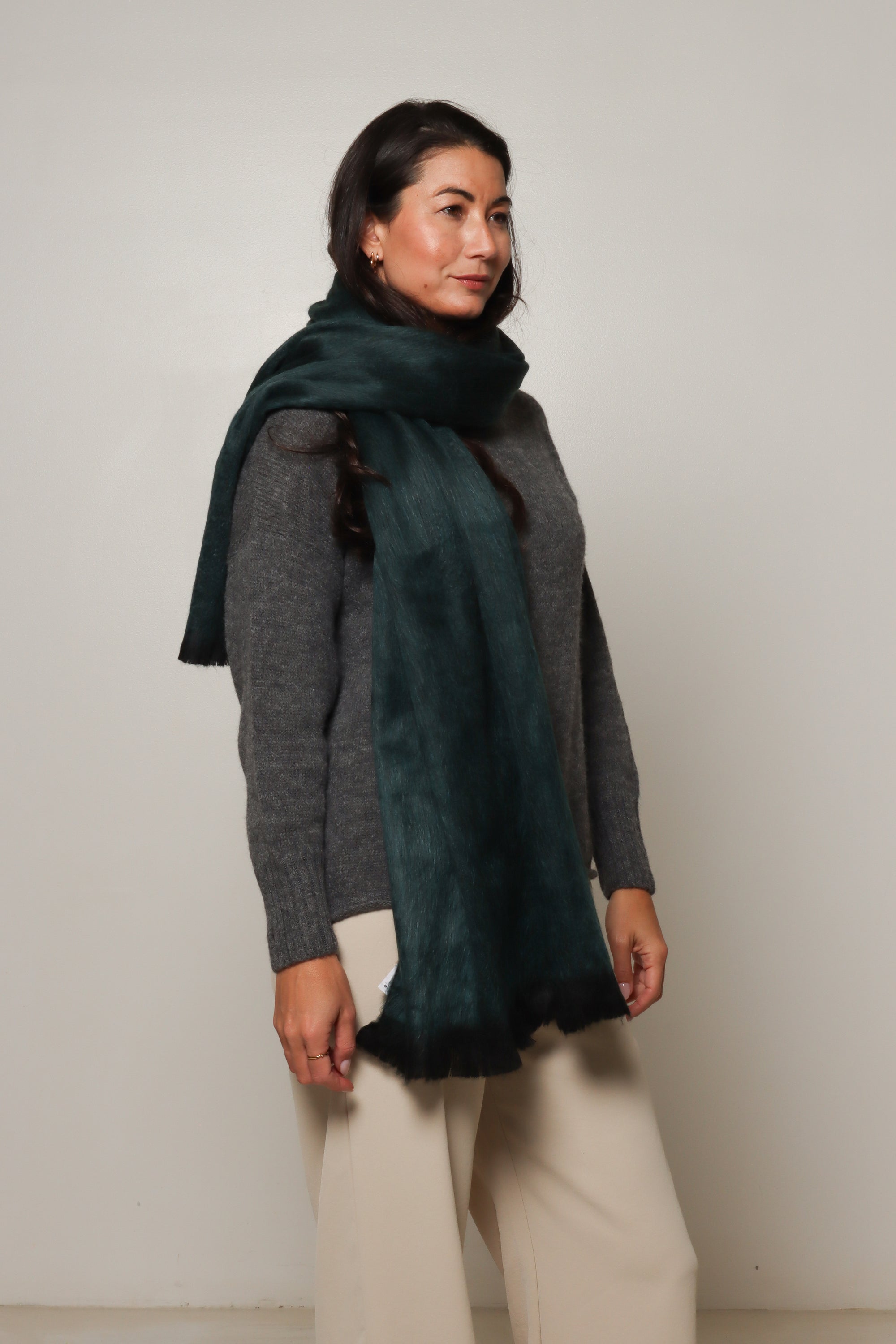 green alpaca scarf for women