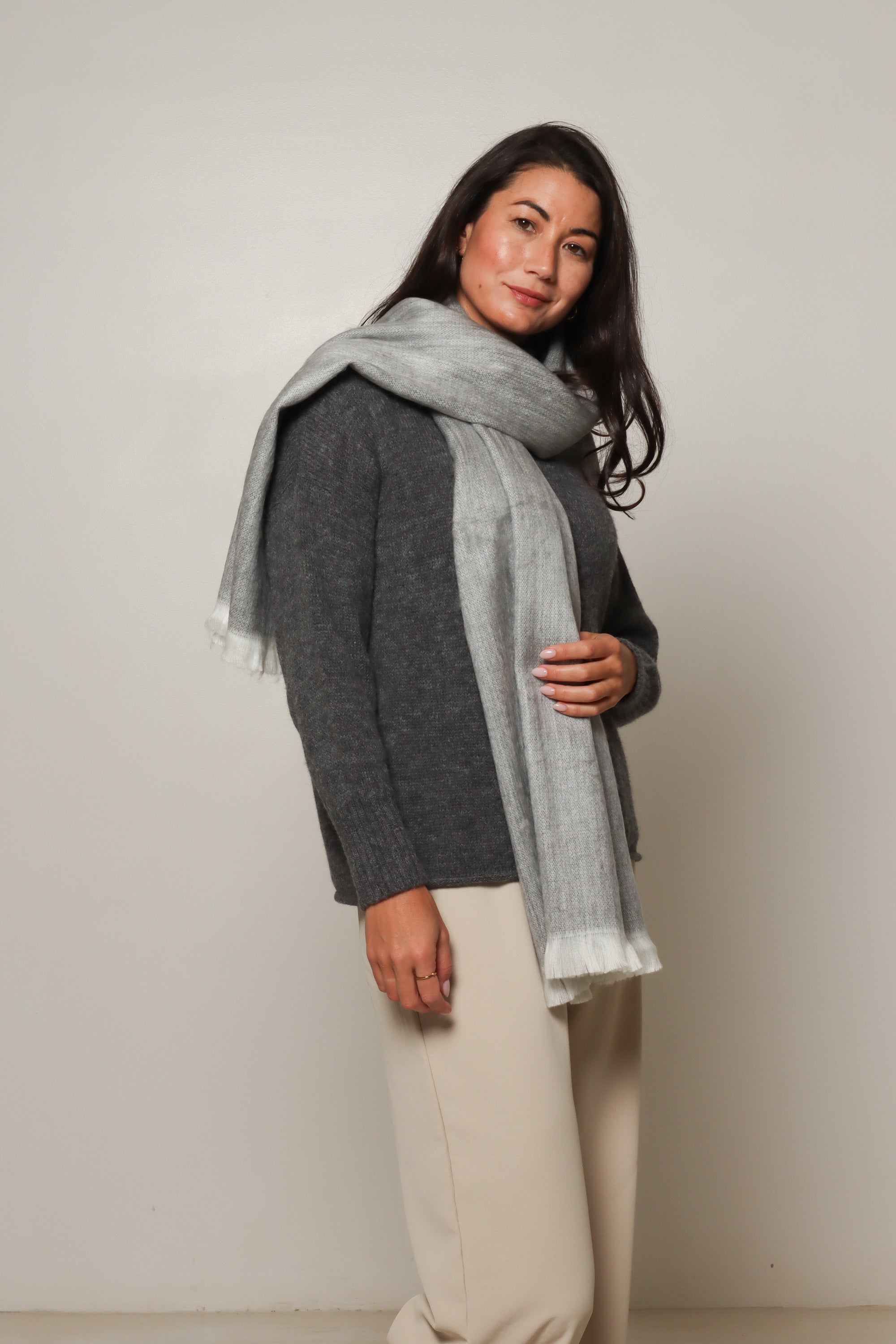 grey alpaca scarf for women