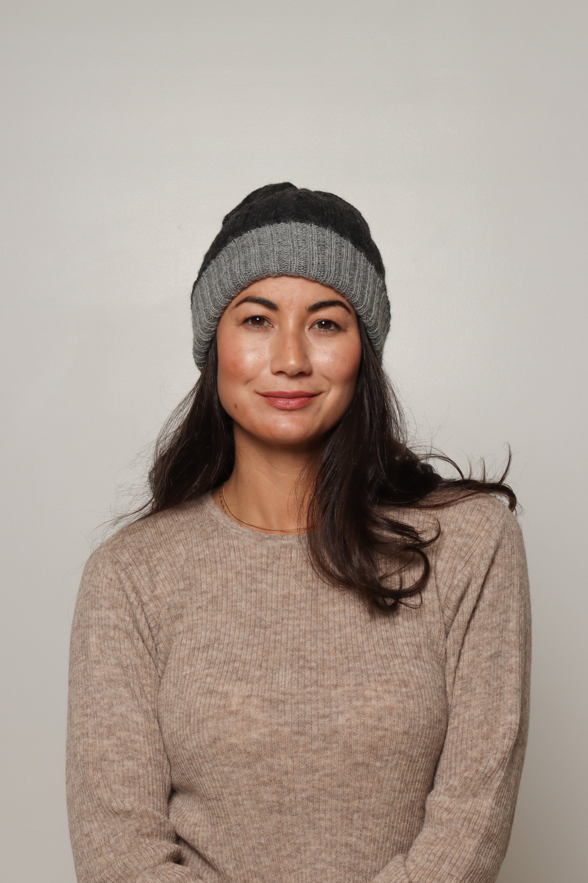 grey baby alpaca beanie