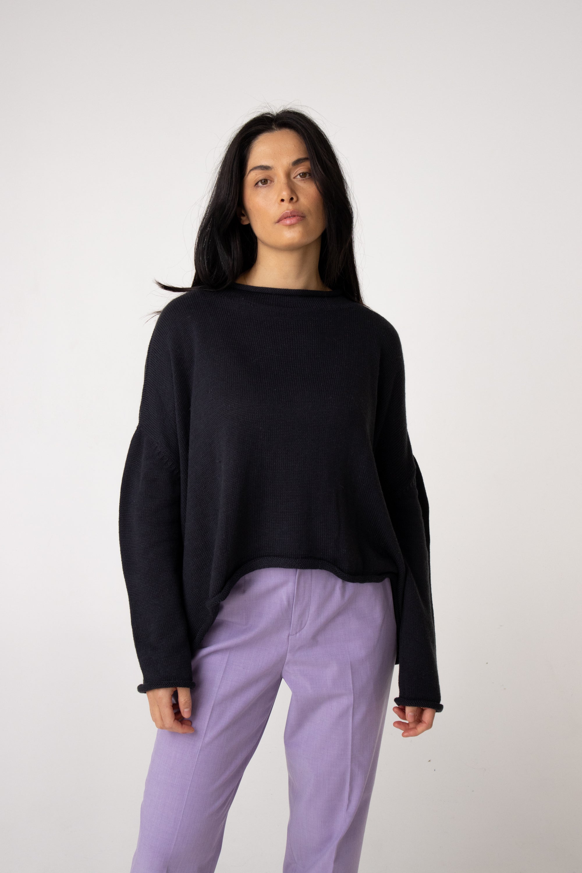 half neck alpaca jumper charcoal