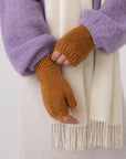 hand knitted ginerless alpaca mittens