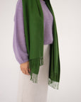 large green scarf made from baby alpaca
