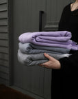 large lilac winter alpaca throw