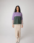 lilac and green colour block jumper