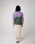 lilac colour block alpaca jumper