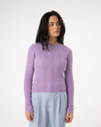 long sleeve lilac long sleeve ribbed alpaca knit