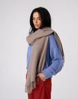 natural fibre brown baby alpaca scarf large