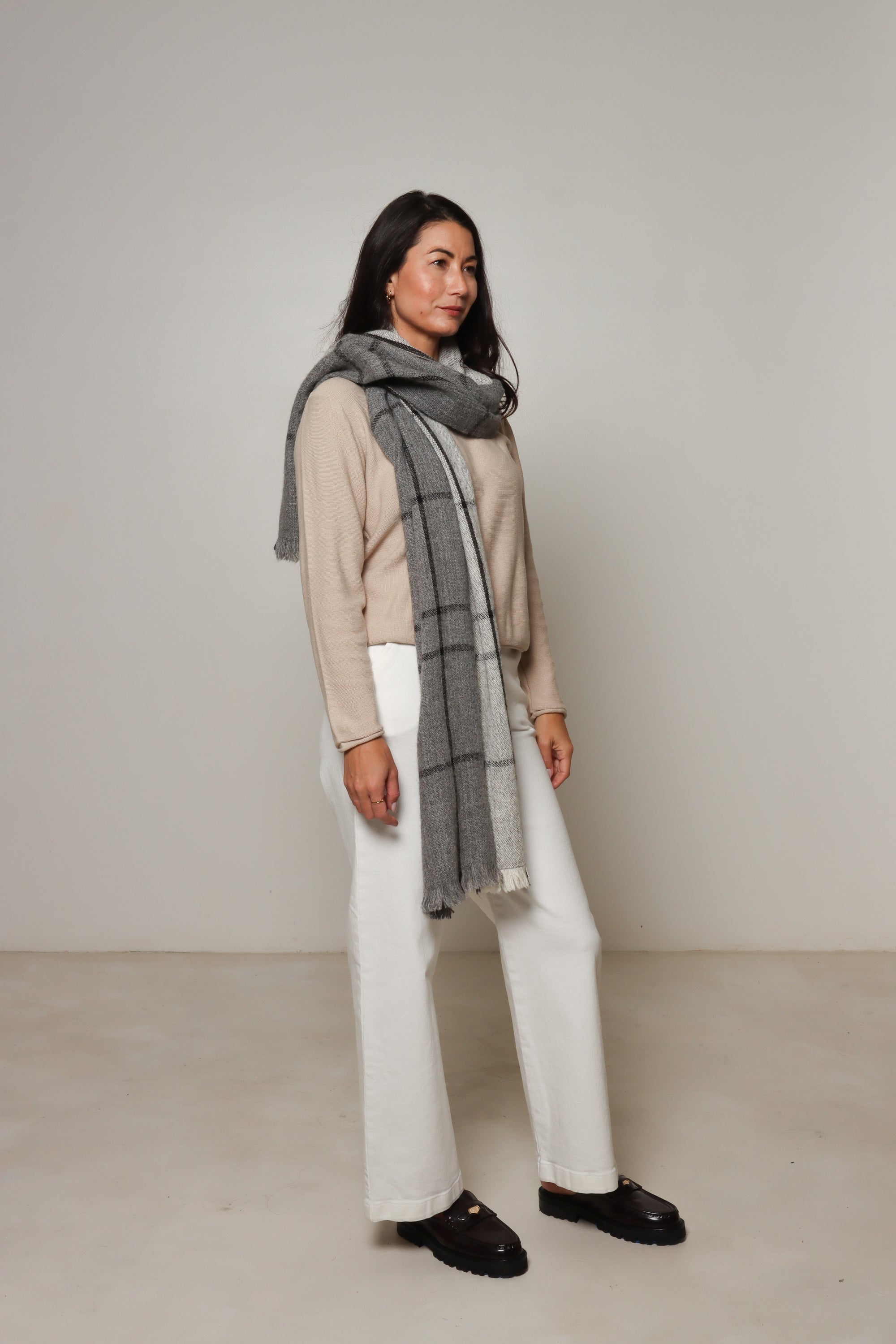 natural fibre hand loomed scarf