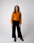 orange long sleeve alpaca knit top