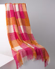 pink check wool throw