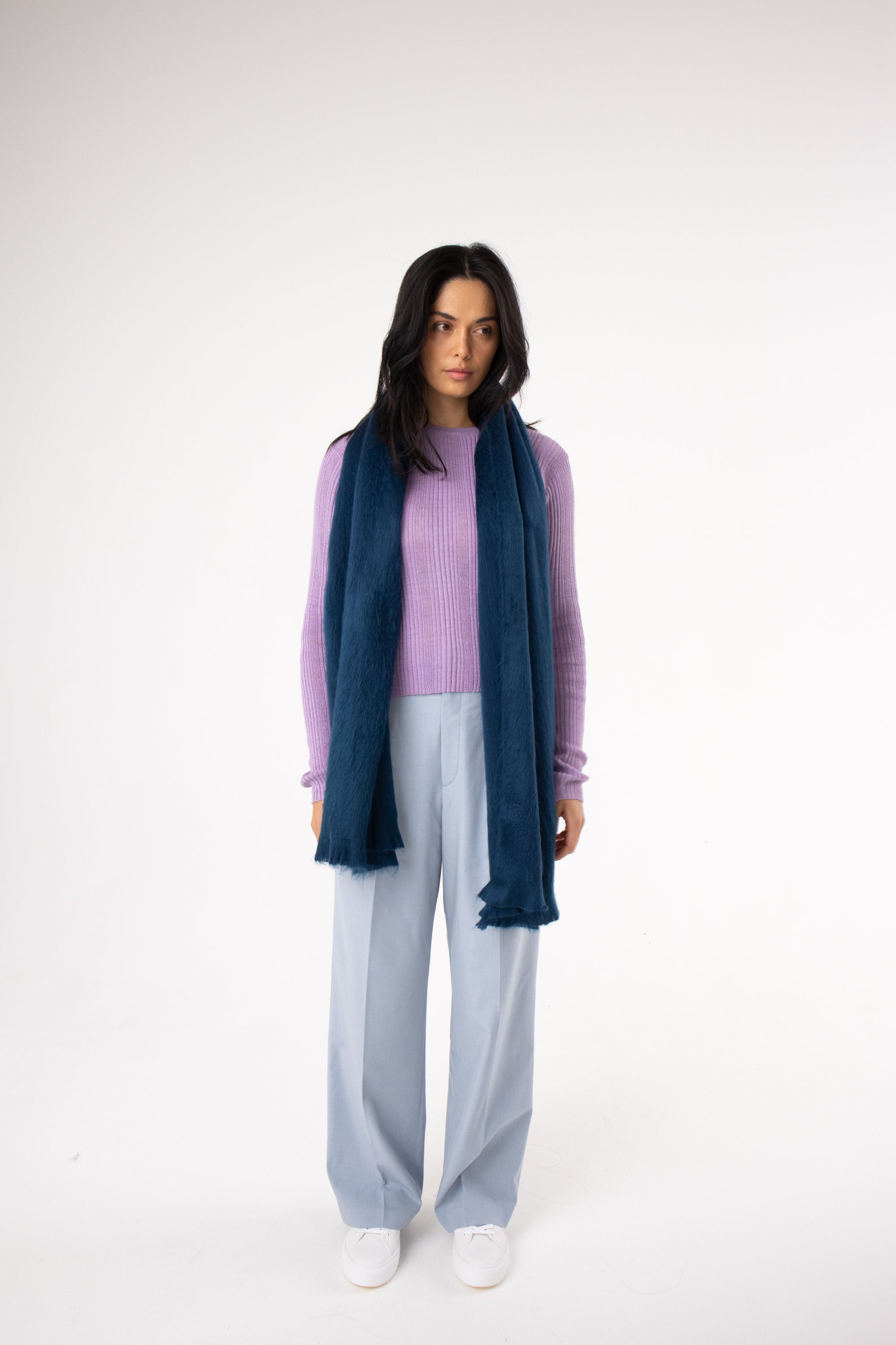 rich blue alpaca scarf