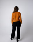 round neck long sleeve alpaca top orange