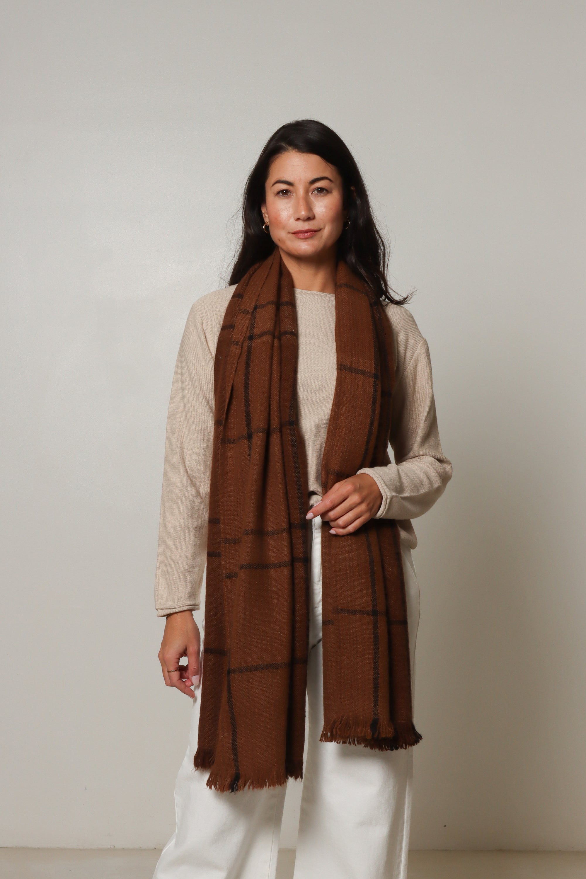 undyed alpaca scarf australia#colour_brown