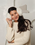 white alpaca ear muffs