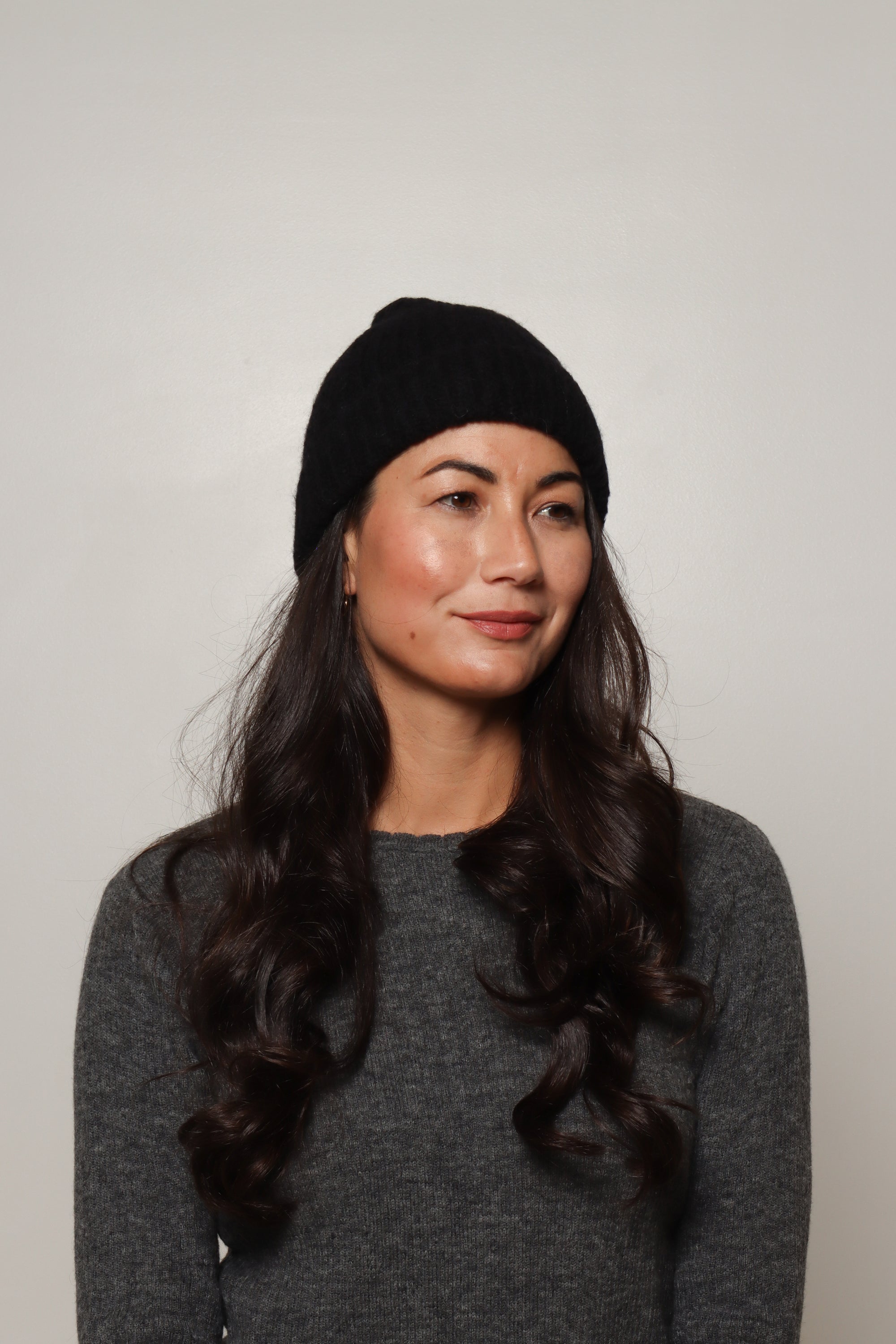 womens black alpaca beanie