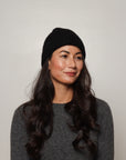 womens black alpaca beanie