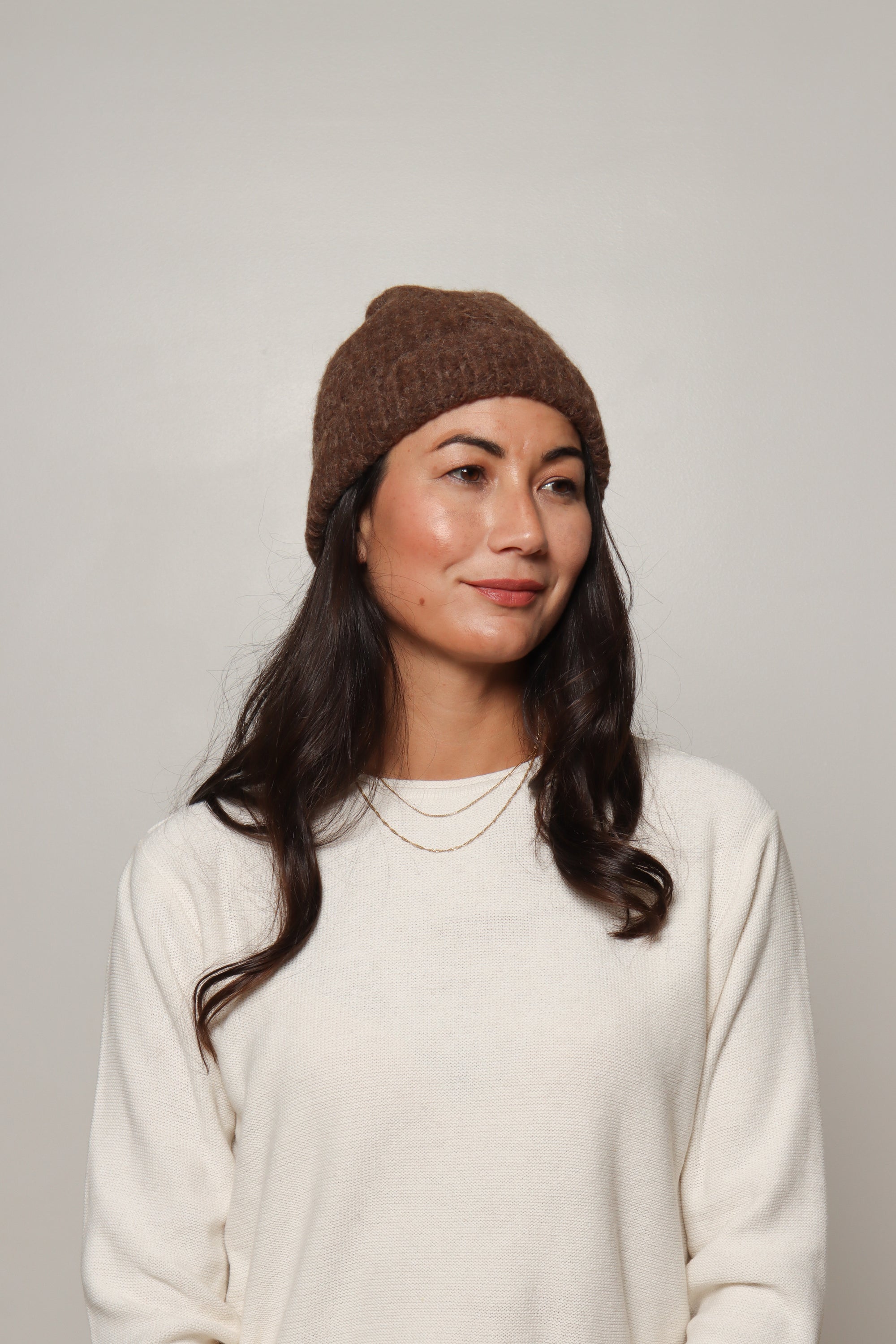 womens brown alpaca beanie