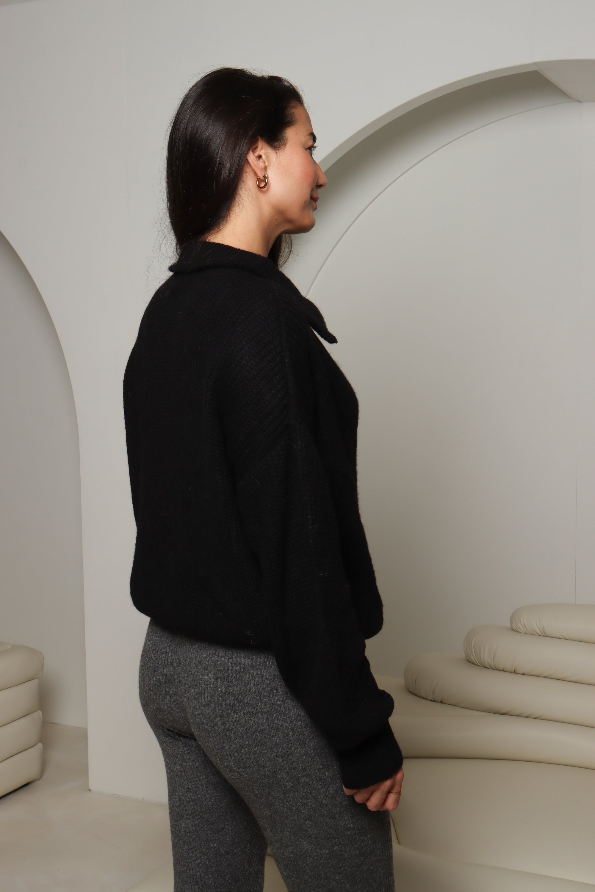 womens half zip neck alpaca jumper