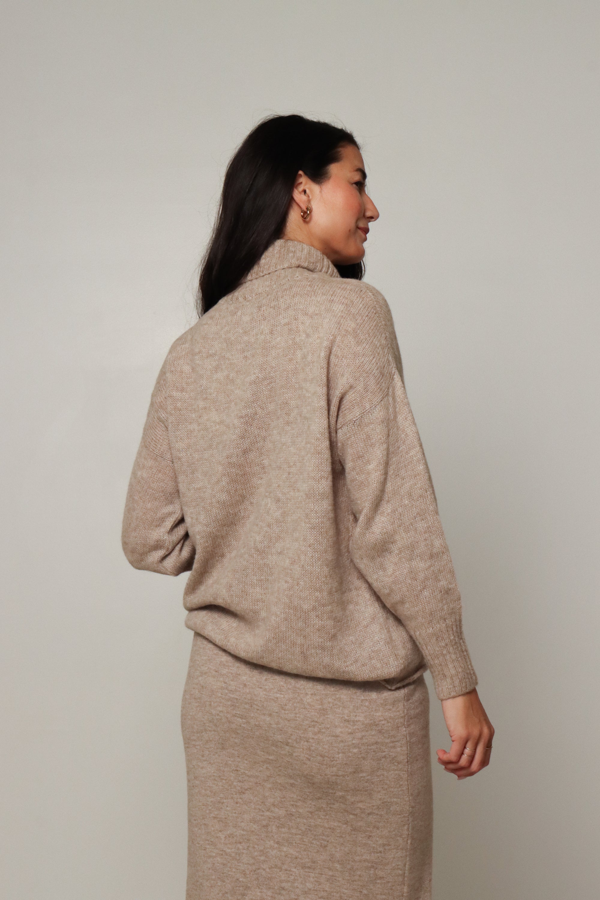 womens natural fibre roll neck jumper