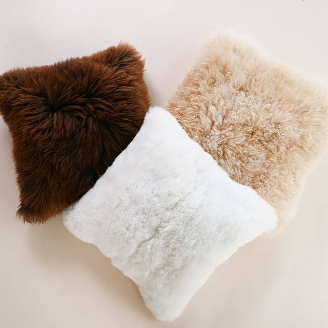 alpaca fleece luxury cushions#colour_brown