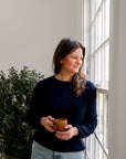 Alpaca knit wear navy